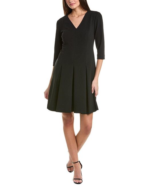 Natori Black Sold Knit Crepe Dress