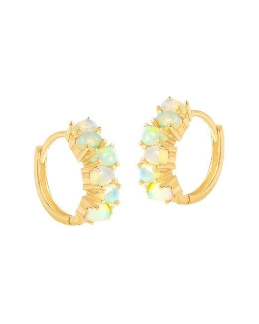 TIRAMISU Metallic Plated 2.97 Ct. Tw. Ethiopian Opal Hoop Earrings