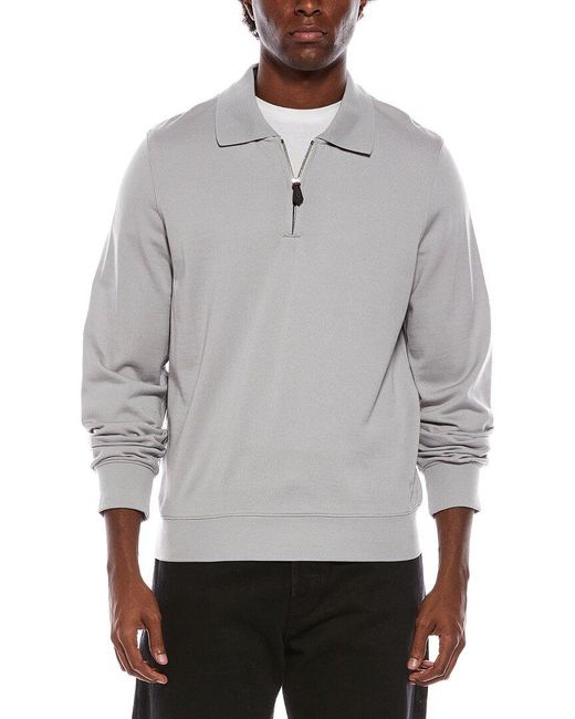 Isaia Gray Wool 1/4-Zip Pullover for men
