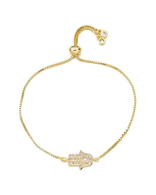 Eye Candy LA Metallic Luxe Collection 18k Plated Cz Hamsa Bracelet