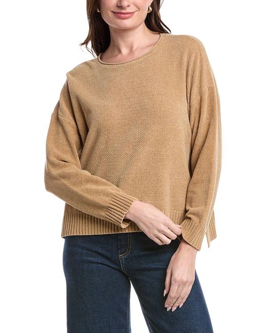 Eileen Fisher Blue Jewel Neck Sweater
