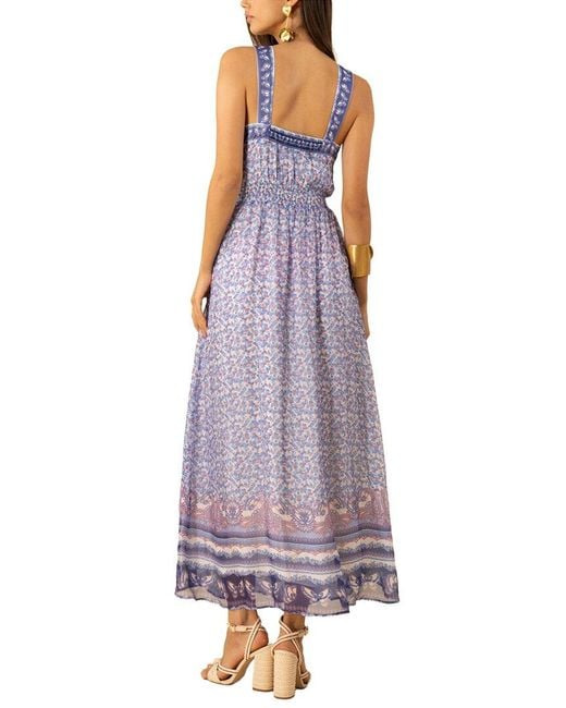 Hale Bob Purple Janiyah Silk-Blend Midi Dress