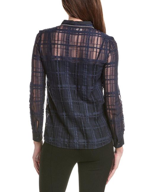 Fabiana Filippi Blue Double Collar Tulle Basic Shirt