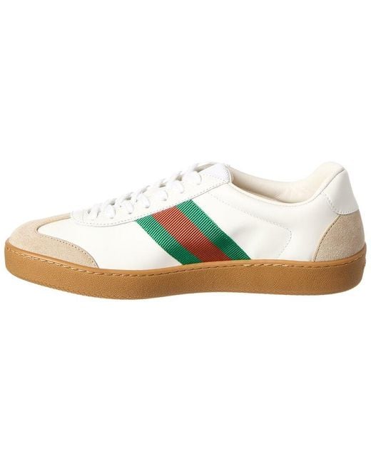 Gucci White Leather & Suede Sneaker