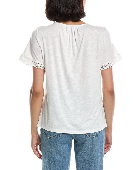 Jones New York Drapey T-shirt in White | Lyst