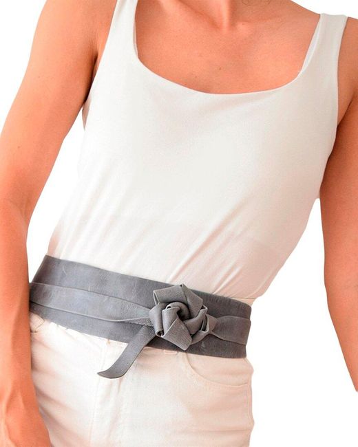 Ada Gray Classic Wrap Leather Belt
