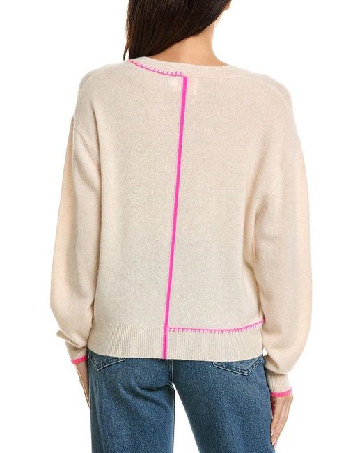Brodie Cashmere Blue Palm Pocket V-Neck Cashmere Sweater