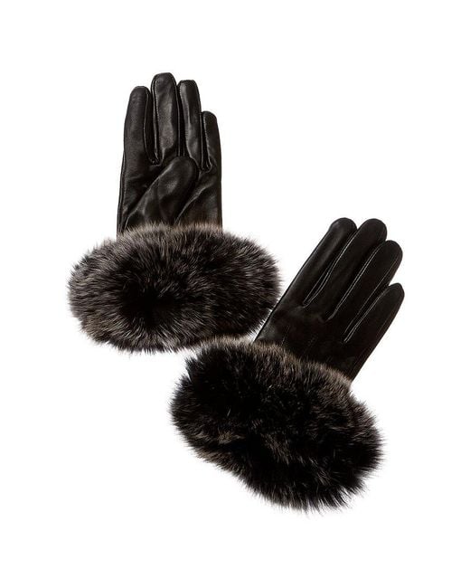 La Fiorentina Black Leather Gloves