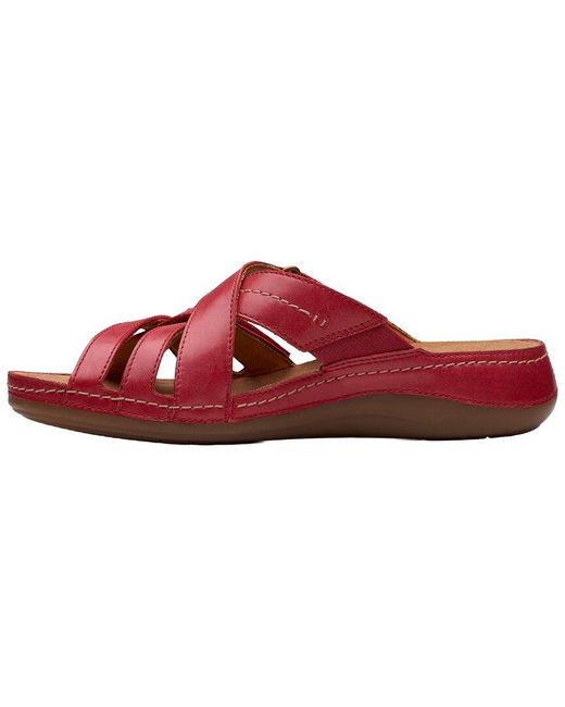 Clarks Red Cecily Slide Leather Slide