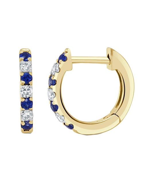 Sabrina Designs Metallic 14k 0.24 Ct. Tw. Diamond & Sapphire Huggie Earrings