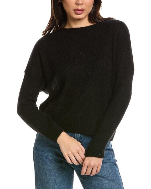 Brodie Cashmere Black Estelle Sparkle Crewneck Cashmere Sweater