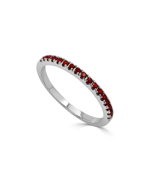 Sabrina Designs White 14k 0.22 Ct. Tw. Garnet Stackable Half-eternity Birthstone Ring