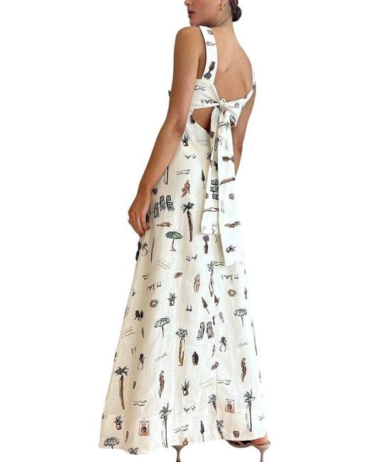 Esea White Linen-Blend Dress