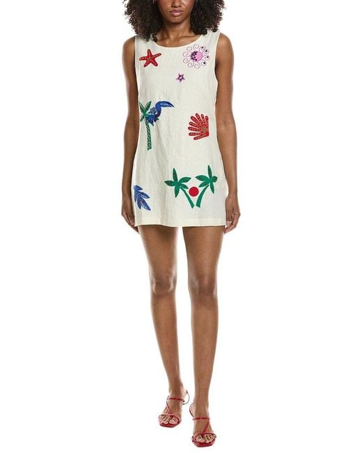 Johnny Was White Cassady Linen Mini Dress