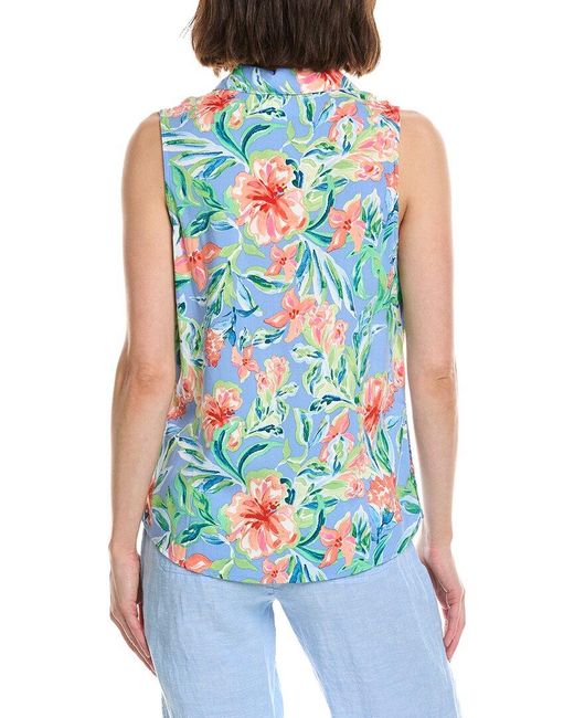 Stella Parker Blue Lydia Printed Collared Shirt