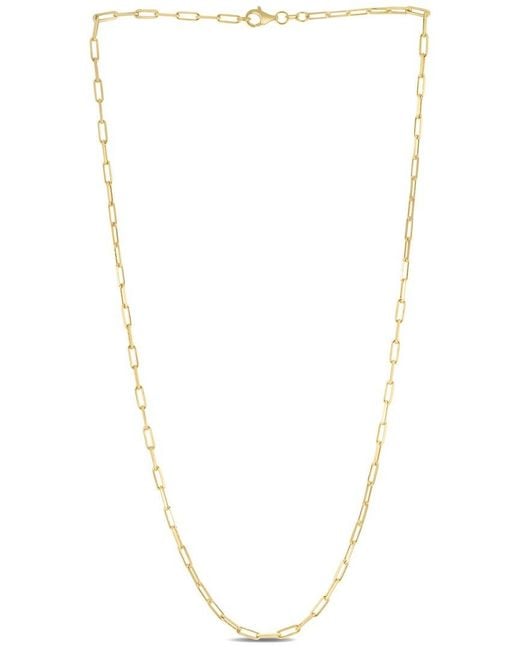 Italian Silver White Piazza Di Spagna 14K Over Paperclip Chain Necklace