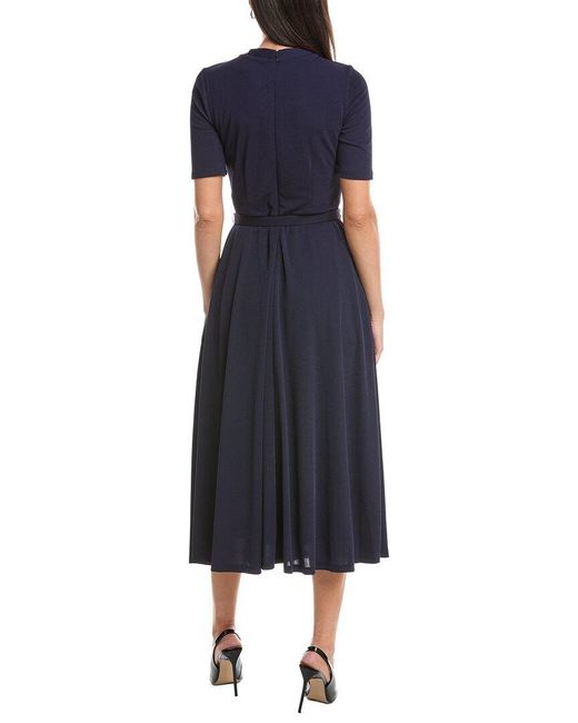 Anne Klein Blue Twist Neck Midi Dress