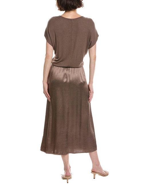 Michael Stars Brown Siobhan Twist Front 2-In-1 Midi Dress
