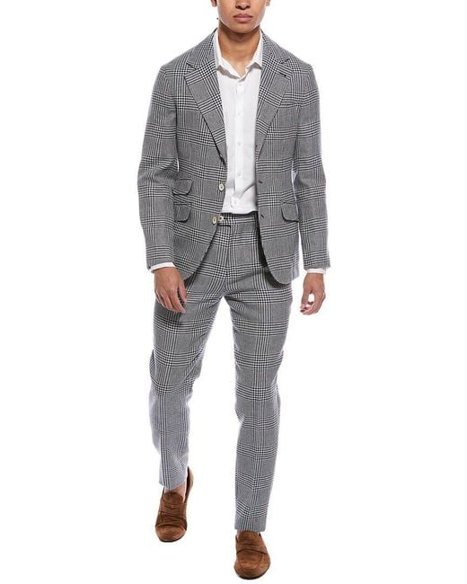 Brunello Cucinelli Gray 2Pc Linen, Silk, & Wool-Blend Suit for men