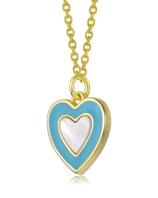 Rachel Glauber Blue 14K Plated Pearl Pendant
