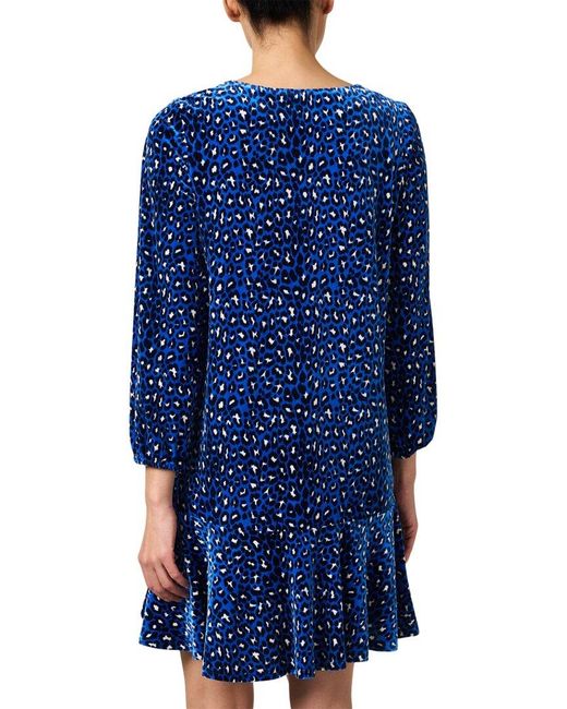 Jude Connally Blue Sadie Print Velvet Dress