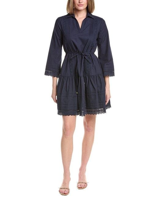 Julia Jordan Blue Poplin 3/4 Sleeve Mini Dress