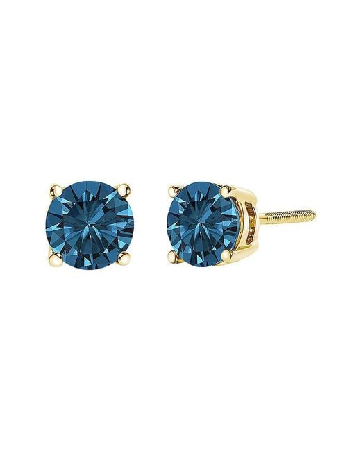Haus of Brilliance Blue 14K 1.00 Ct. Tw. Lab-Grown Diamond Stud Earrings