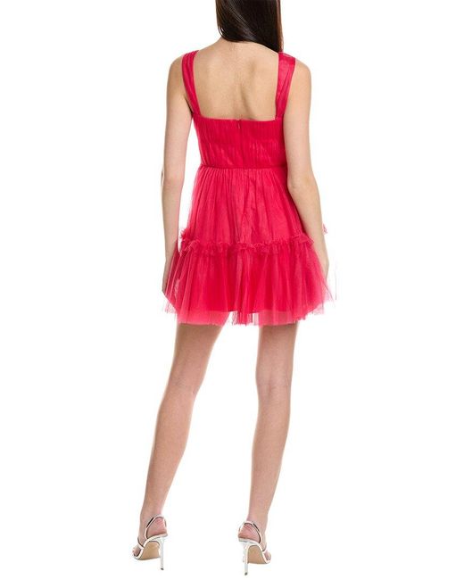ML Monique Lhuillier Red Azalea Mini Dress