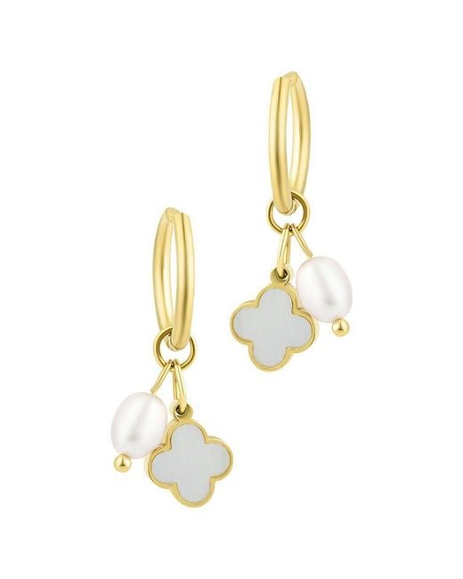 Adornia Metallic Freshwater Pearl & 8-9Mmmm Pearl 18K Plated Earrings