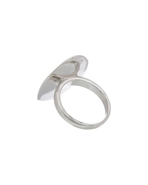 Italian Silver White Concave Disc Ring