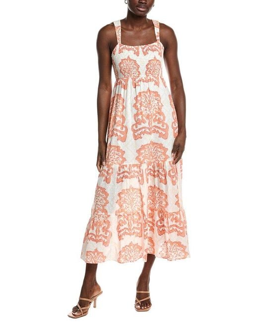 Garrie B Pink Smocked Maxi Dress