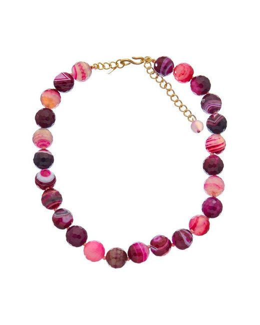 Kenneth Jay Lane Pink Plated Agate Beaded Necklace