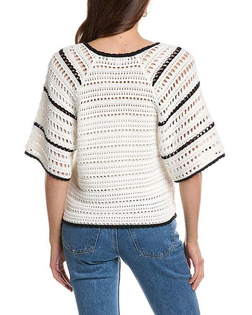 Design History White Relaxed V-Neck Sweater