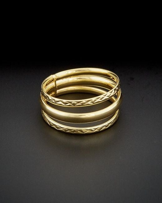 Italian Gold Black 14k Polished & Diamond-cut Triple Band Ring