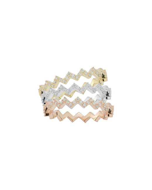 Sphera Milano White 14k & Silver Cz Triple Stack Ring