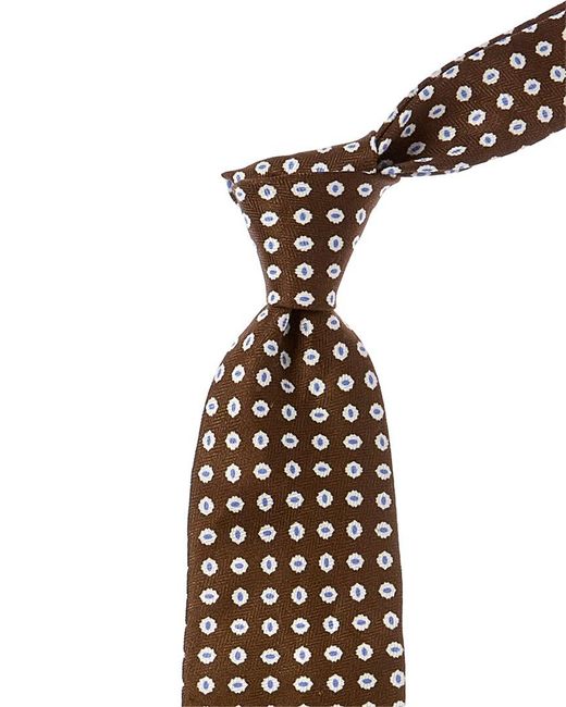 Brooks Brothers Metallic Brown Tossed Flowers Linen & Silk-blend Tie for men