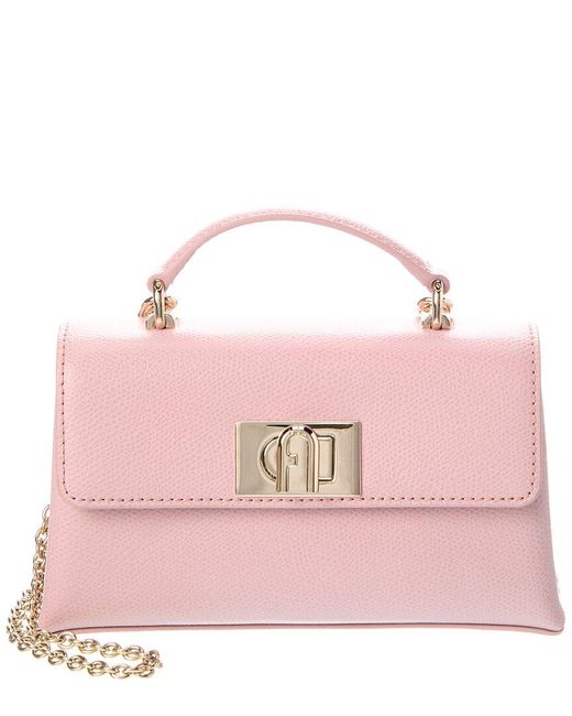 Furla Pink 1927 Mini Top Handle Leather Crossbody