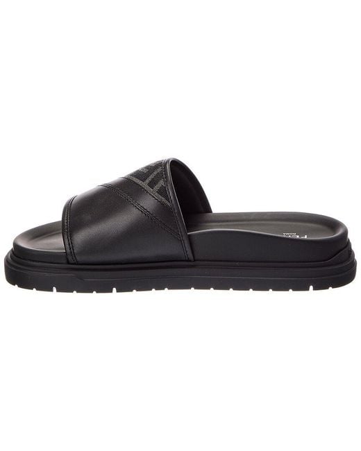 Fendi Black Leather Slide for men