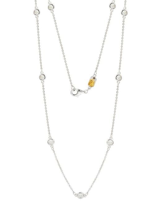 Suzy Levian White 0.02 Ct. Tw. Diamond & Topaz Station Pendant