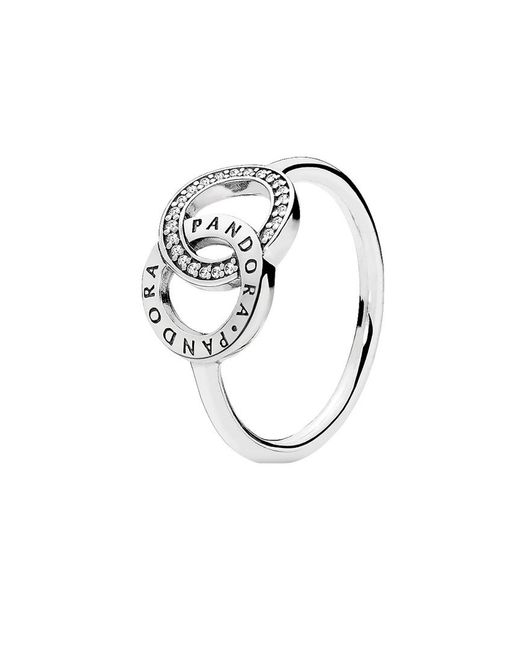 Pandora Metallic Entwined Circles Logo & Sparkle Ring