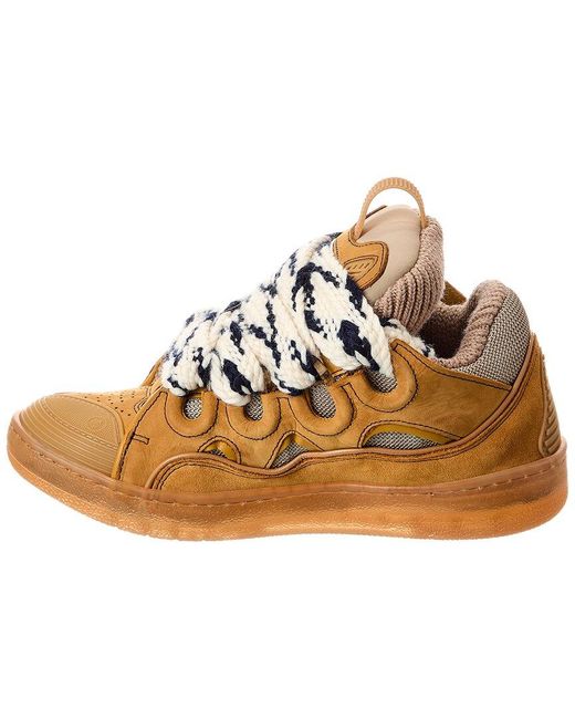 Lanvin Metallic Curb Leather & Mesh Sneaker