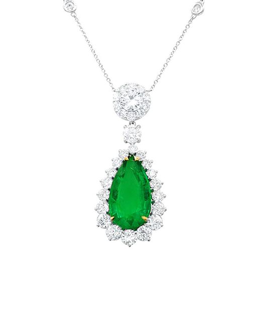 Diana M Green Fine Jewelry 18K 13.68 Ct. Tw. Diamond & Emerald Necklace