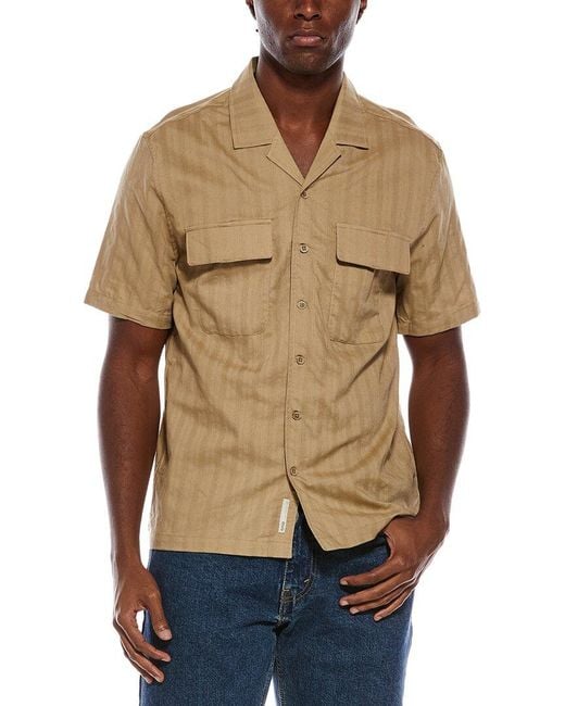 Onia Blue Linen-Blend Utility Shirt for men