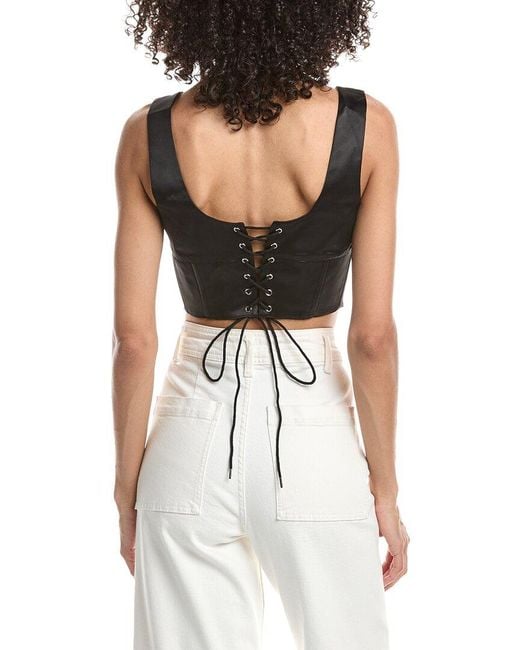 GUIZIO Black Satin Lace Up Bustier
