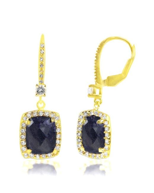 MaxColor Metallic 18K Over 6.20 Ct. Tw. Sapphire Dangle Earrings