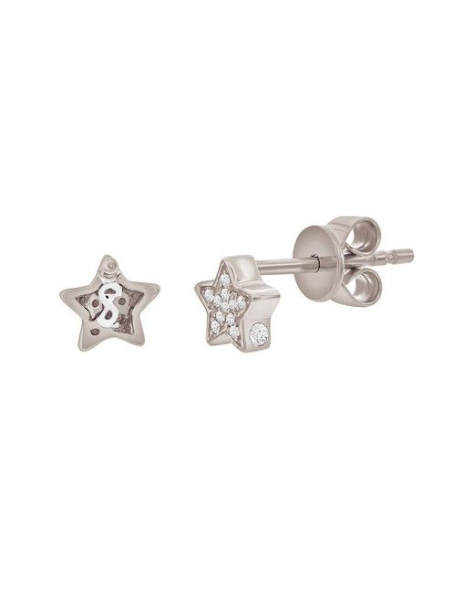 Suzy Levian Metallic 14k 0.06 Ct. Tw. Diamond Star Studs