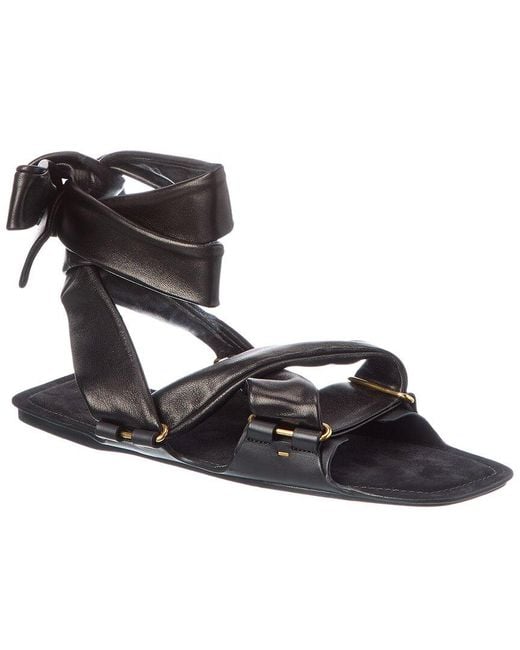 Khaite Black Boden Tied Leather Flat Sandal