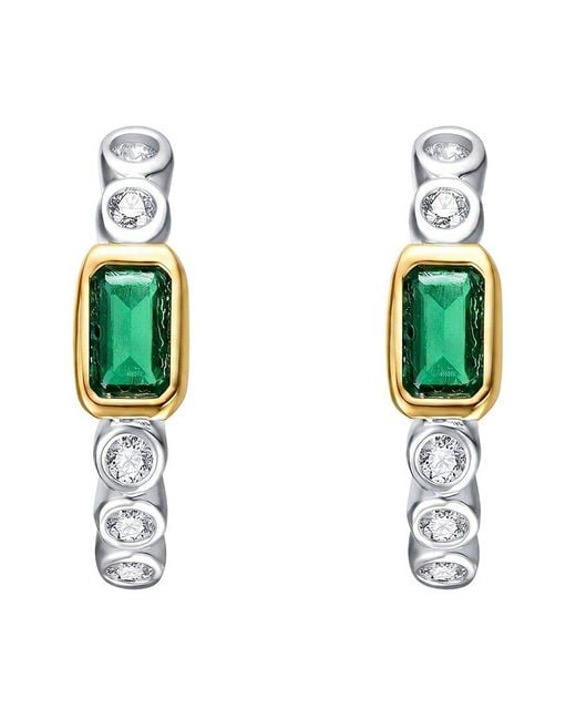 Genevive Jewelry White Rachel Glauber Plated Cz Hoop Earrings