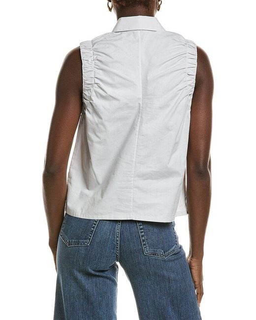 Rag & Bone White Georgina Ruched Shirt