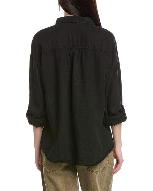 XCVI Black Whitson Button-Up Linen Shirt